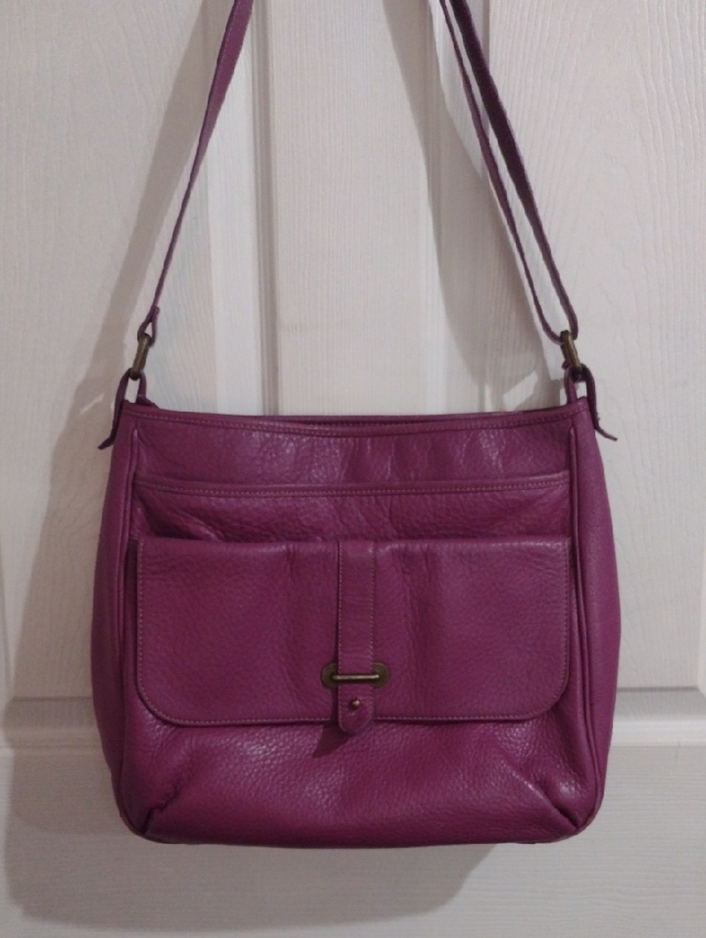 Levenger Purple Leather Shoulder Bag
